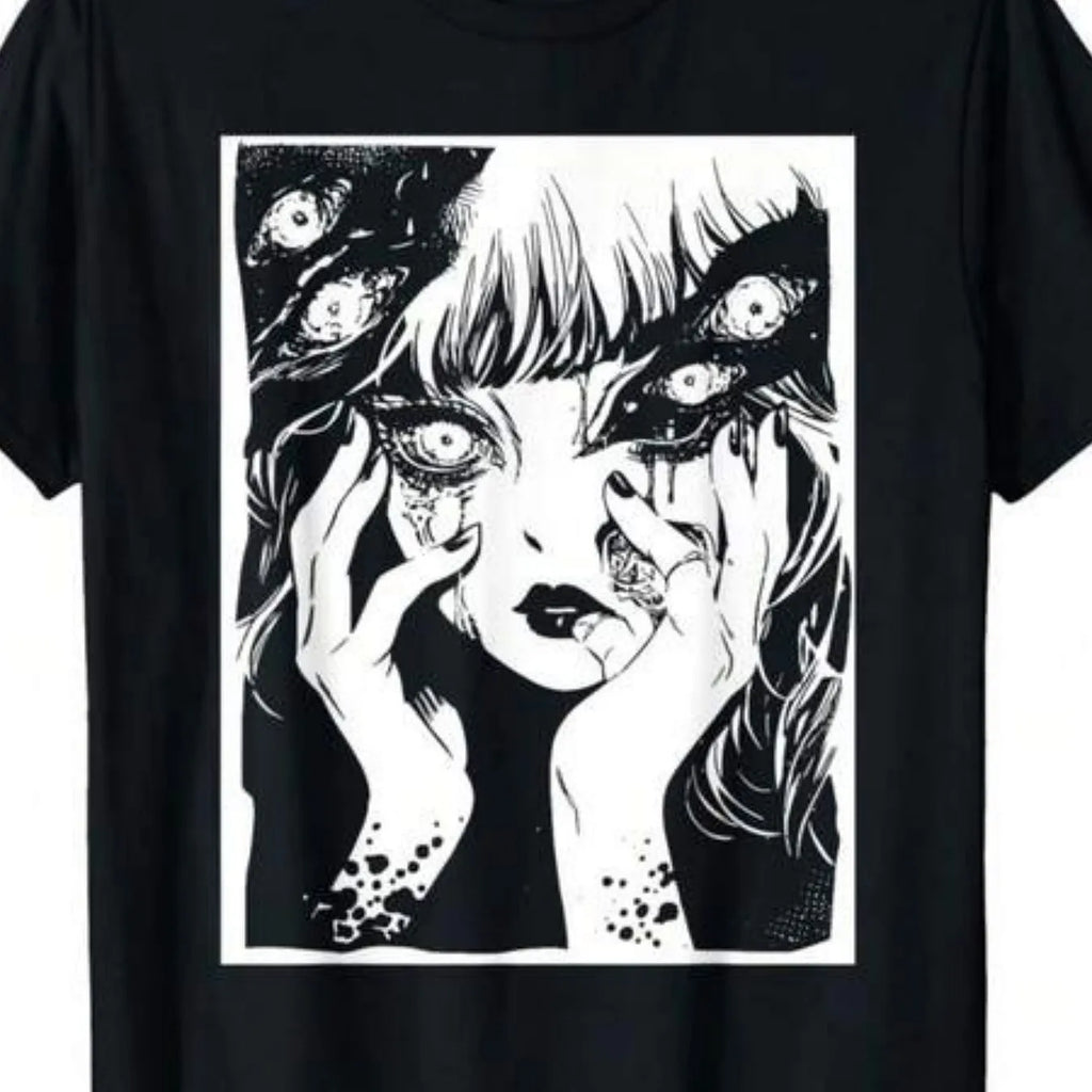 Creepy Manga Graphic Tee Casual Harajuku Style Anime Wear